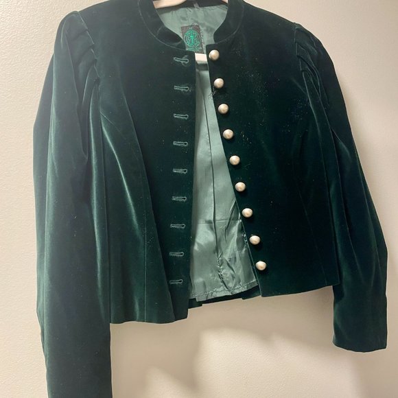 Austrian Trachtjacke Green Velvet - Picture 2 of 4